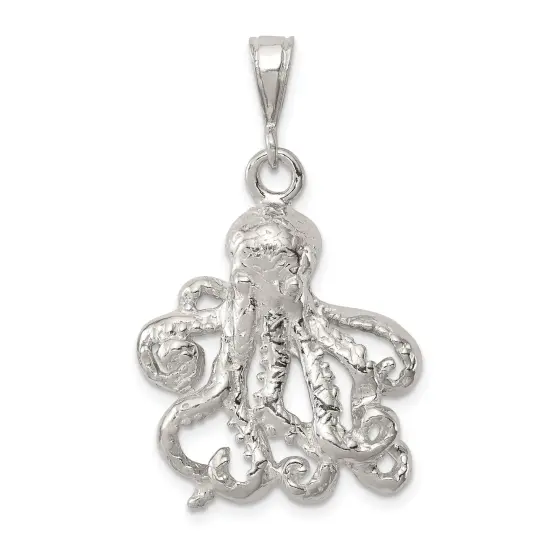 Sterling Silver Octopus Charm Pendant Jewelry Sea Life 26mm x 22mm {1}