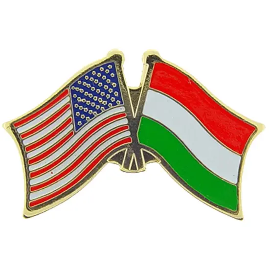 American & Hungary Flags Pin 1" {1}