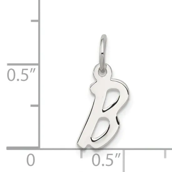 Sterling Silver Small Initial Letter B Charm Pendant Jewerly 19mm x 8mm {5}