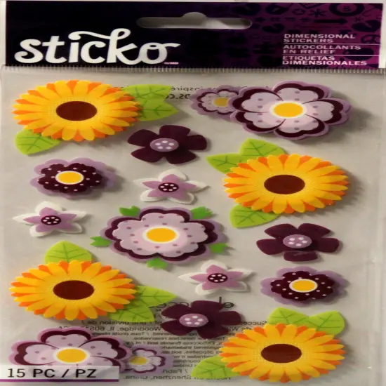 Sticko Layered Vellum Daisies Dimensional Stickers {1}