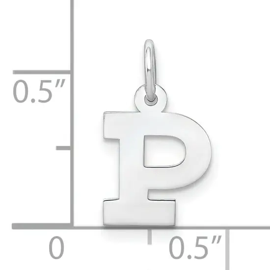Sterling Silver Small Block Initial Letter P Charm Jewerly 16mm x 10mm {5}