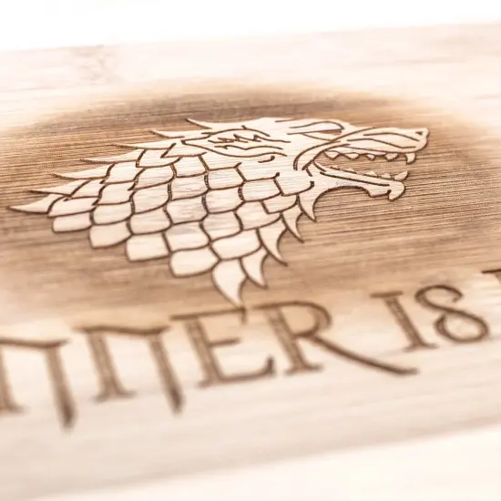 Dinner is Here Cutting Board 14''x9.5''x.5'' Bamboo {3}