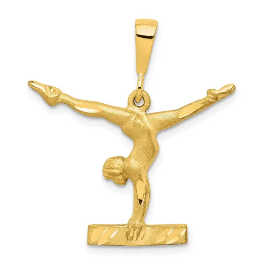 10K Yellow Gold Gymnast on Balance Beam Charm Jewelry 30mm x 26mm {1}