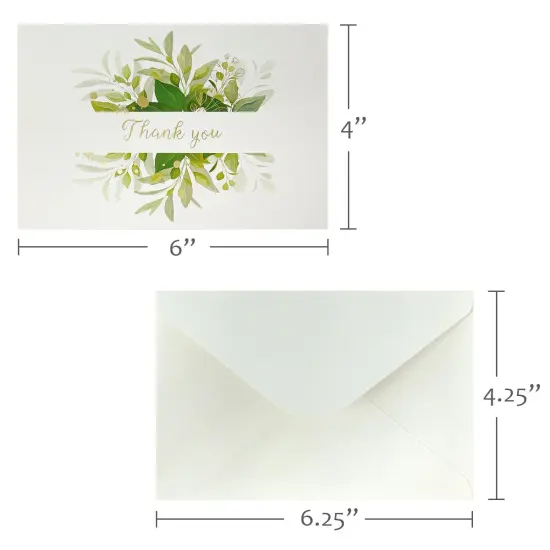 Wrapables Blank Thank You Cards with Envelopes for Weddings, Bridal Showers, Baby Showers (Set of 4) (of 4) Elegant Sprig {11}