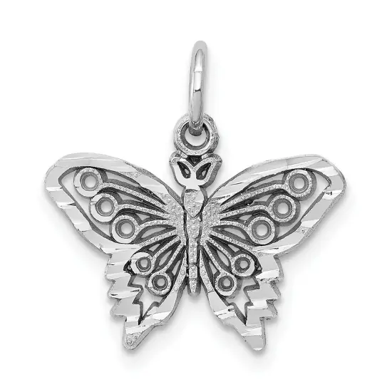 10K White Gold Butterfly Charm Jewelry FindingKing Approx. 18mm Long X 19mm Wide {1}