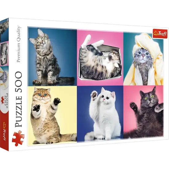 500 Piece Jigsaw Puzzle, Kittens, Silly Pets, Cat Collage, Adult Puzzles, Trefl 37377 {1}