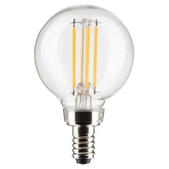 Satco 4w G16.5 Globe Filament LED 2700K Candelabra Base Dimmable - 40w equiv Warm White {1}