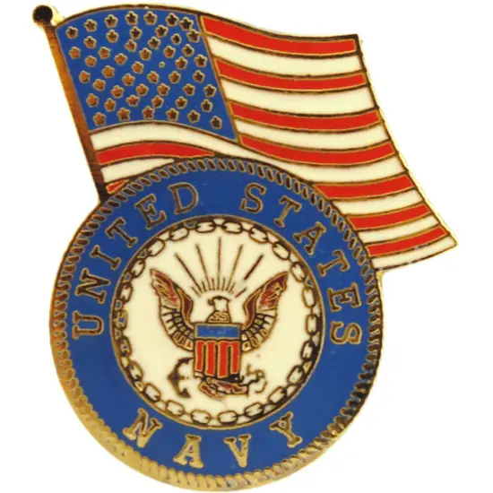 U.S. Navy Logo with American Flag Pin 1 1/4" {1}