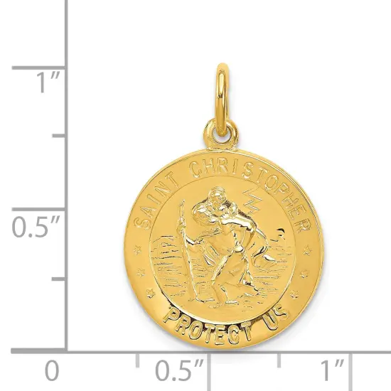 24k Gold-plated Sterling Silver Saint Christopher Medal QC5636  {2}