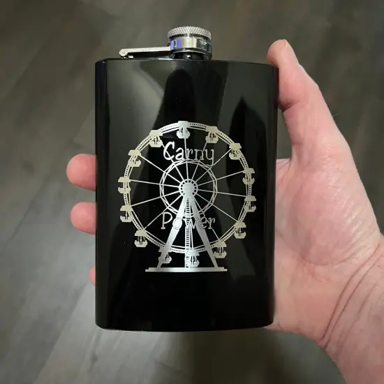 8oz Carny Power BLACK Flask {3}