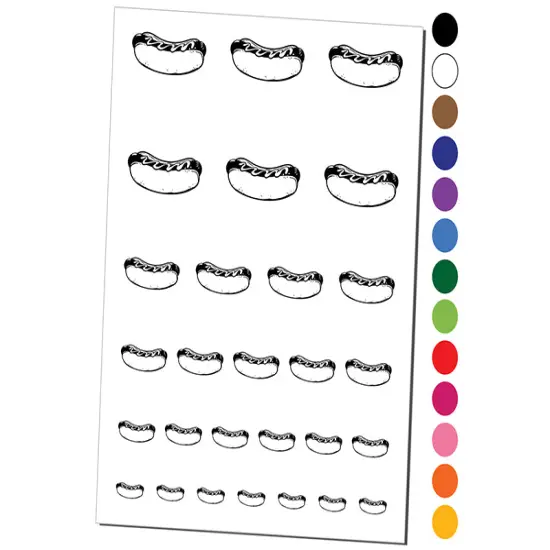 Plump Hotdog Frank on a Bun with Mustard or Ketchup Temporary Tattoo Water Resistant Fake Body Art Set Collection Yellow {1}