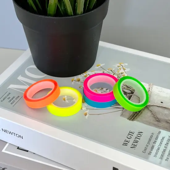Wrapables Transparent Fluorescent Neon Removable Highlighter Tape 8mm x 5M (Set of 5) {5}