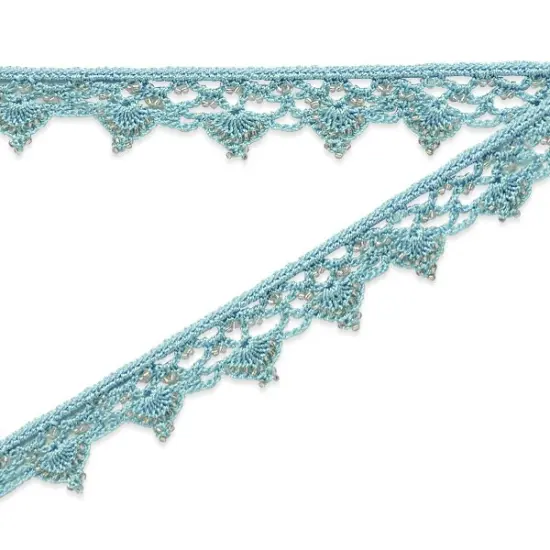 5 Yards of Grace Crochet Beaded Trim -3/4 inch wide x 18 inches Blue {1}