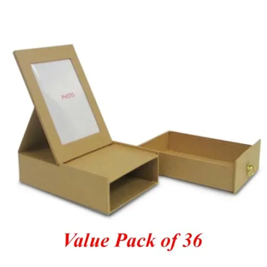 Value Pack of 36 Jewelry Photo Box With Drawer and Gold Finish Pull {3}