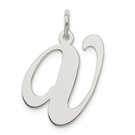 Sterling Silver Large Script Initial Letter V Charm Jewerly 21mm x 17mm {1}