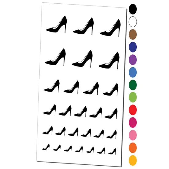 High Heel Pump Shoe Temporary Tattoo Water Resistant Fake Body Art Set Collection White {1}