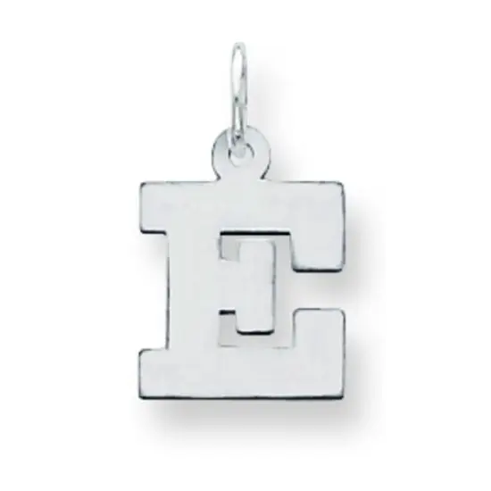 Sterling Silver Small Block Initial Letter E Charm Jewerly 16mm x 10mm {1}
