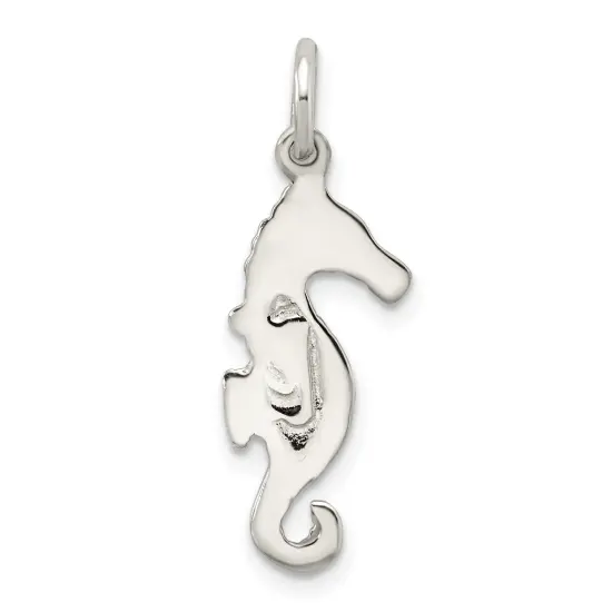 Sterling Silver Seahorse Charm Jewelry Sea Jewelry 24mm x 10mm {4}