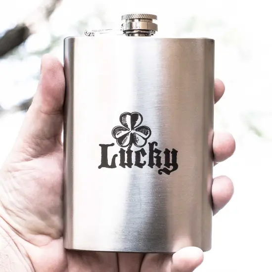 8oz Lucky - Clover Stainless Steel Flask {3}