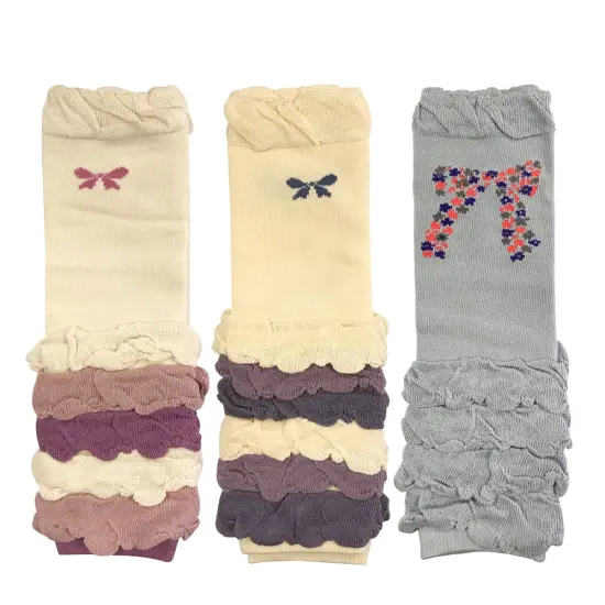 Wrapables Colorful Baby Leg Warmers Set of 3, Half Ruched and Bows {2}