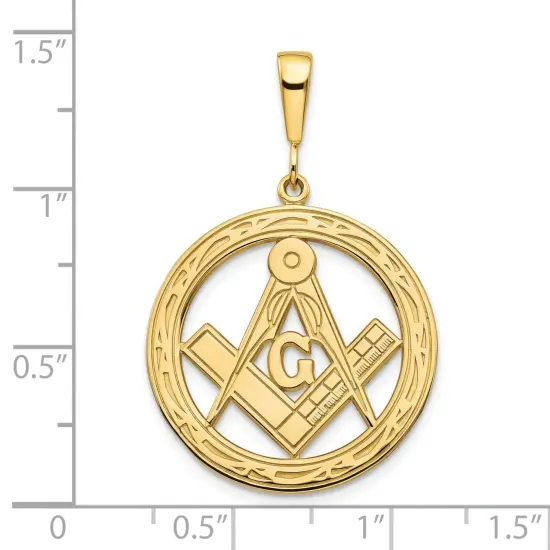 10K Yellow Gold Masonic Free Mason Symbol Charm Jewelry 35mm x 23mm {2}