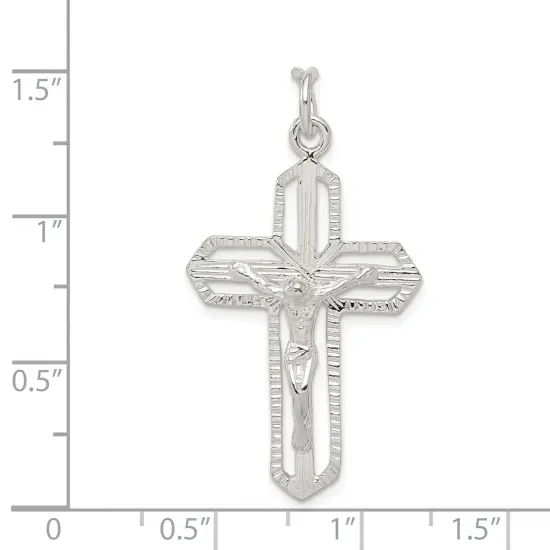 Sterling Silver Crucifix Charm Religious Jewelry 37mm x 21mm {2}