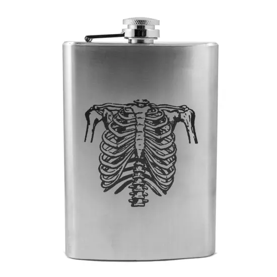8oz Ribs - Stainless Steel Flask {1}