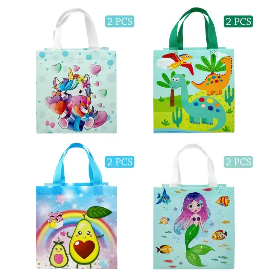 Wrapables Non-Woven Reusable Gift Bags with Handles for Parties, Birthdays, Favors and Treats (Set of 8) Assorted {6}