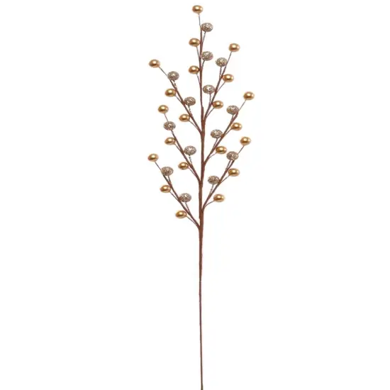 Vibrant Gold Holly Berry Stem Picks 19" - 24-Pack with 35 Berries for Christmas Decor, Holiday Wreaths, Centerpieces, Bouquets, and DIY Crafts - 2024 Christmas Collection, Floral Home by Artificial Flowers {1}