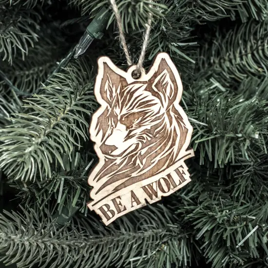 Ornament - Tribal - Be a Wolf- Raw Wood 3x4in {1}