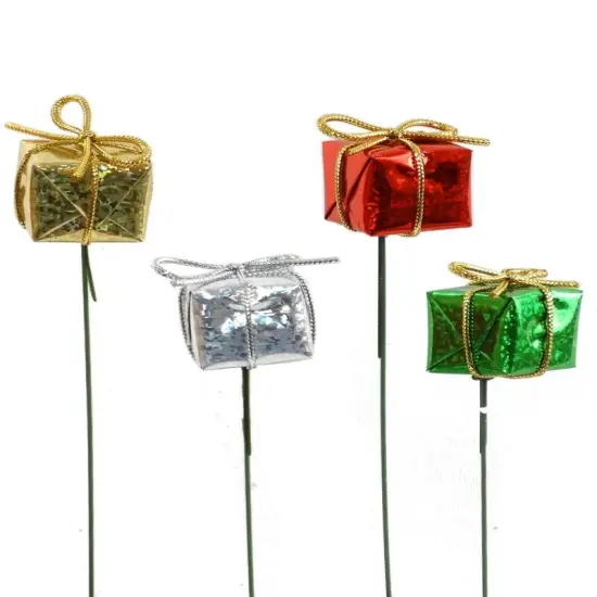 1" GIFT BOX PICK ASSORTED - 4 COLORS-24 Pieces {1}