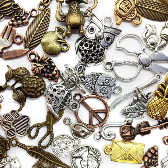 Mixed Metal Charms, 60 pieces, Big Variety of Alloy Charms, Adorabilities {1}