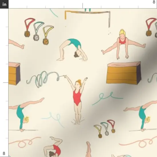 Various Fabrics by the Yard or Fat Quarter Gymnastics Girls Gym Ballet Exercise Children Kids Tumble Sport Custom Printed Fabric by Spoonflower {4}