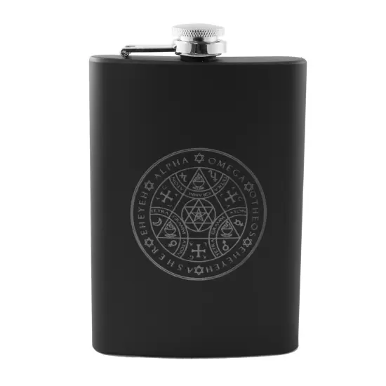 8oz BLACK Alpha Omega Flask {1}