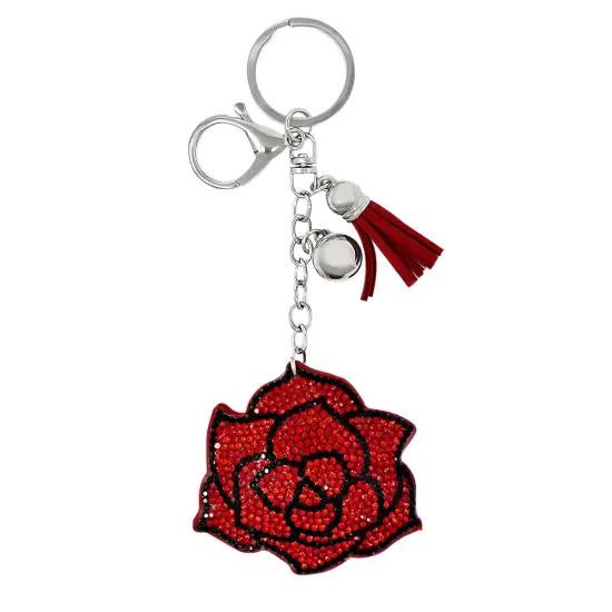 Wrapables Crystal Bling Key Chain Keyring with Tassel Car Purse Handbag Pendant, Rose {1}