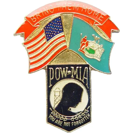 American POW & New York Flags Pin 1 1/4" {1}