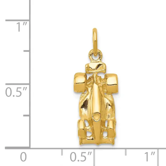 14K Yellow Gold 3D Race Car Charm Sports Racing Jewelry 22mm x 10mm {3}
