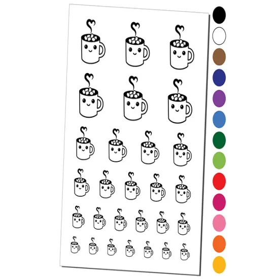 Cute Kawaii Hot Chocolate Temporary Tattoo Water Resistant Fake Body Art Set Collection Brown {1}