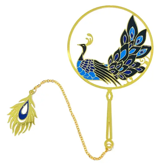 Wrapables Metallic Bookmark with Pendant for Book Lovers and Readers, Peacock {1}