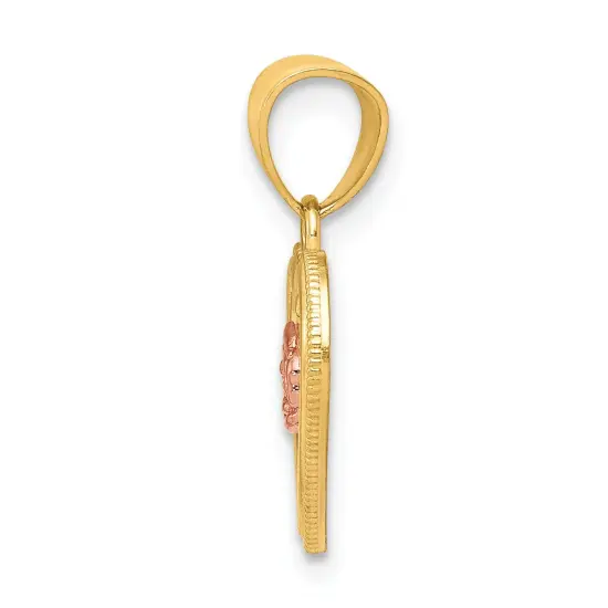 10K Gold Two Tone Small Heart Charm Pendant Jewelry 15 x 10mm {3}