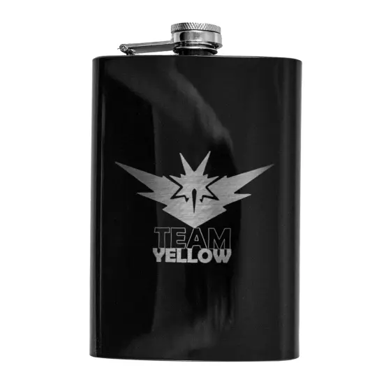 8oz BLACK Team Yellow Flask {1}