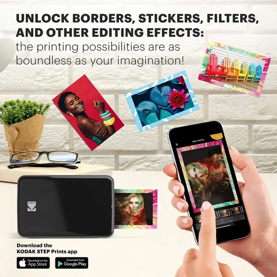 Kodak Step Mobile Instant Photo Printer, Portable Printer Compatible with iOS & Android Blue {11}