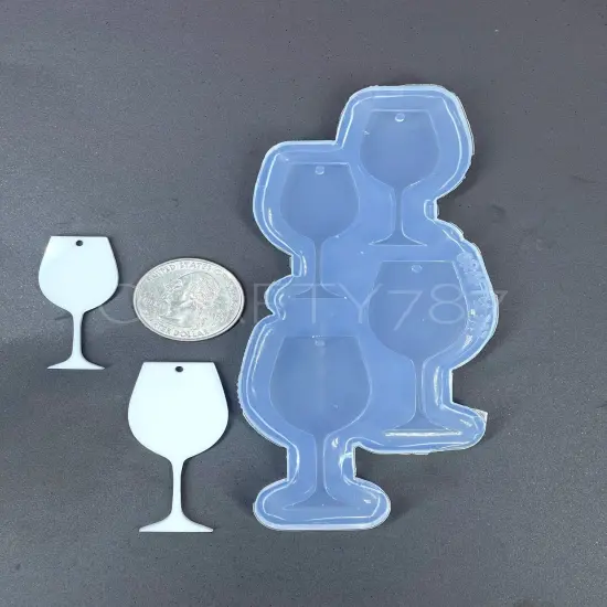 Wine Glass Dangle Earring/Keychain Silicone Mold (C14) {6}