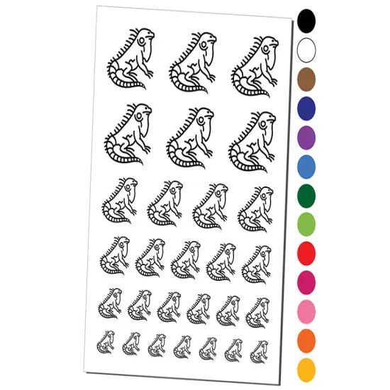 Lounging Lizard Iguana Temporary Tattoo Water Resistant Fake Body Art Set Collection Yellow {1}