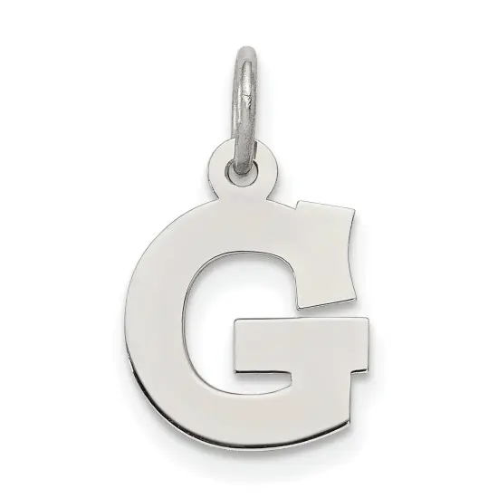 Sterling Silver Small Block Initial Letter G Charm Jewerly 16mm x 10mm {1}