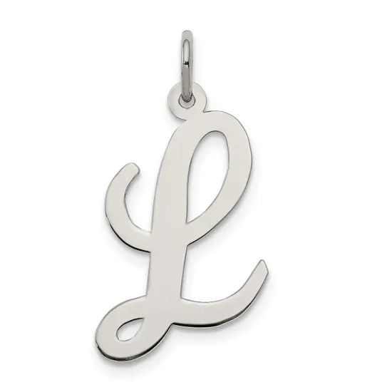 Sterling Silver Large Script Initial Letter L Charm Jewerly 21mm x 11mm {1}