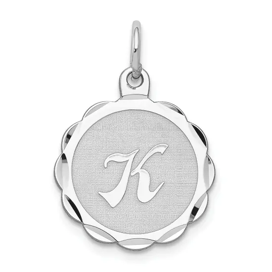 Sterling Silver Brocaded Lower Case Initial K Charm Jewerly 22mm x 16mm {1}