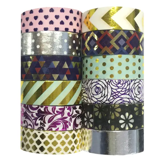 Wrapables Washi Tapes Decorative Masking Tapes, Set of 12, ADSET65 {2}