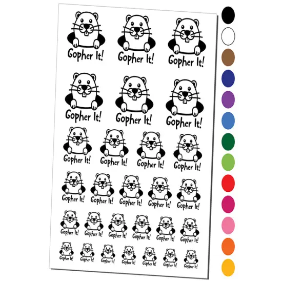 Peeking Gopher Go For It Temporary Tattoo Water Resistant Fake Body Art Set Collection Light Pink {1}