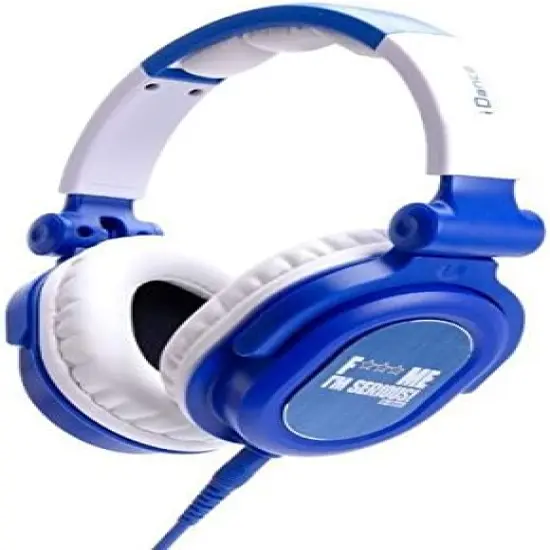IDANCE BLUE/WHITE SWIVEL CUP DJ HEADPHON {1}